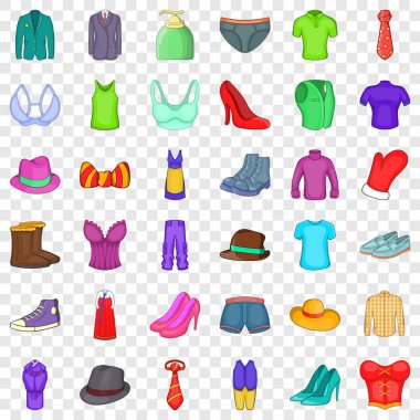 Aksesuar simge seti, karikatür tarzı