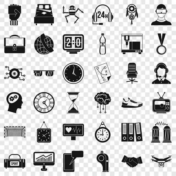 Conjunto de iconos de reloj redondo, estilo simple — Vector de stock