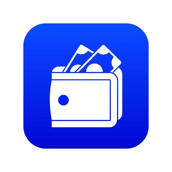 Cartera con icono de efectivo azul digital — Vector de stock