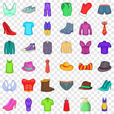 Farklı aksesuarlar Icons set, karikatür tarzı