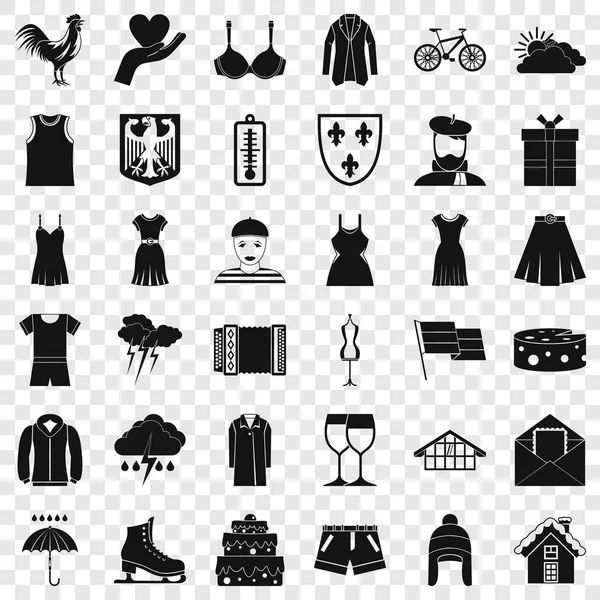 Accessories icons set, simple style — Stock Vector