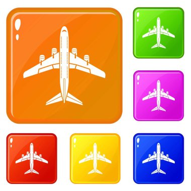 Uçak simgeler uçan vektör renk ayarla