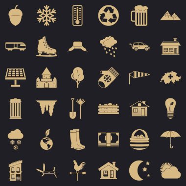 Ülke yaşam Icons set, basit tarzı