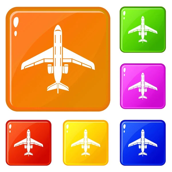 Passenger plane icons set vector color — Stock Vector