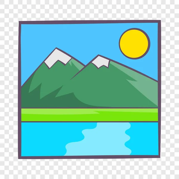 Dibujo icono de paisaje de montaña, estilo de dibujos animados — Vector de stock