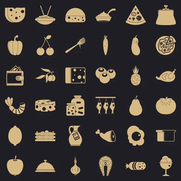Set di icone gastronomiche, stile semplice — Vettoriale Stock