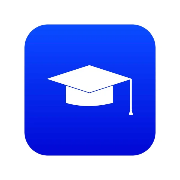 Καπάκι αποφοίτηση εικονίδιο ψηφιακή μπλε — Διανυσματικό Αρχείο