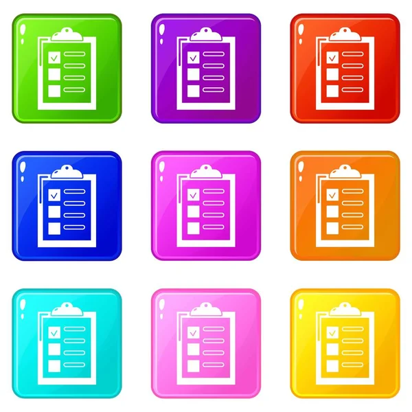 Denetim listesi simgeleri 9 renk koleksiyonu ayarla