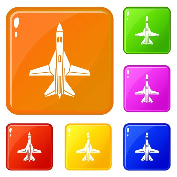 Iconos de plano comercial conjunto vector de color — Vector de stock