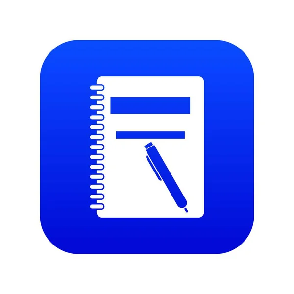 闭合螺旋笔记本和笔图标数字蓝色 — 图库矢量图片