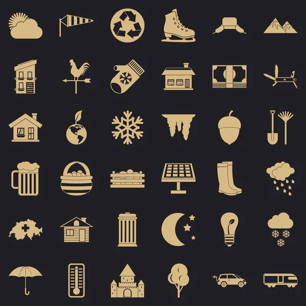 Doğa yaşam Icons set, basit tarzı