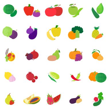 Vitamini boom Icons set, izometrik stili