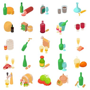 Alkol Icons set, izometrik stili
