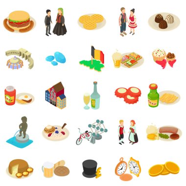 Avrupa ülkesi Icons set, izometrik stili