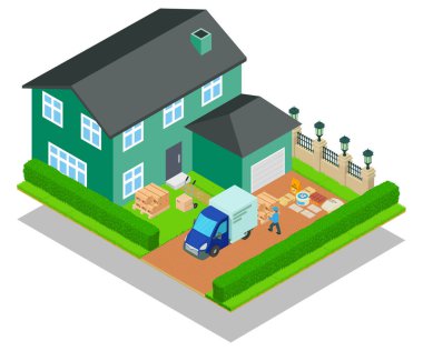 Tehcir kavramı afiş, izometrik stili