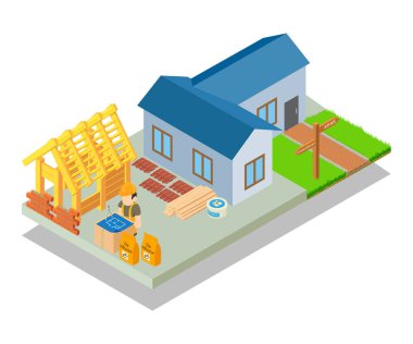 Öncül kavramı afiş, izometrik stili