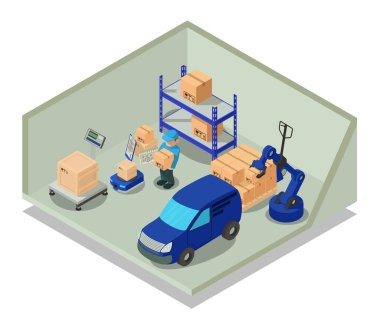 Posta kavramı afiş, izometrik stili