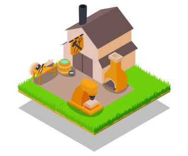 Smithy kavramı afiş, izometrik stili