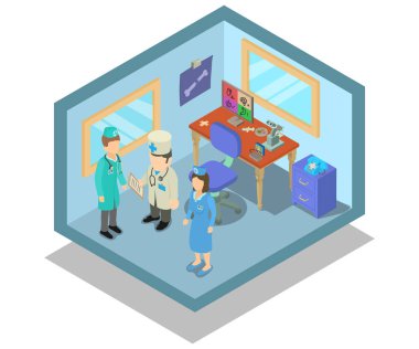 Laboratuvar kavramı afiş, izometrik stili