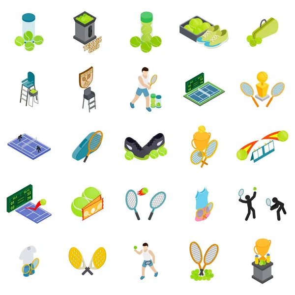 Tennis club iconen set, isometrische stijl — Stockvector