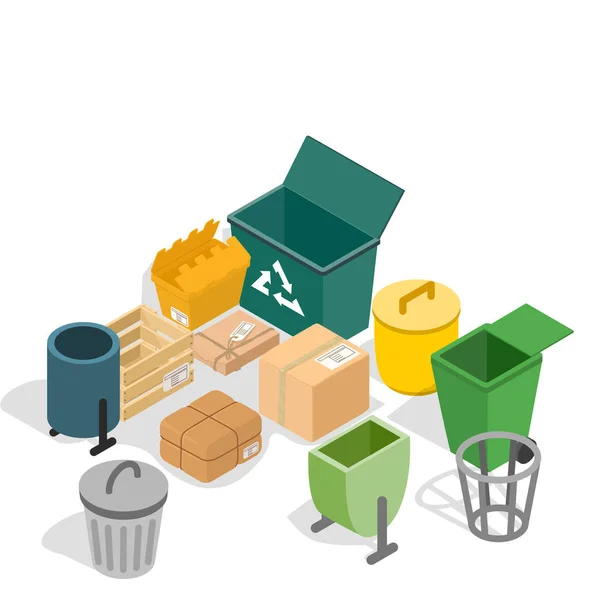 Lixo pode conceito banner, estilo isométrico — Vetor de Stock