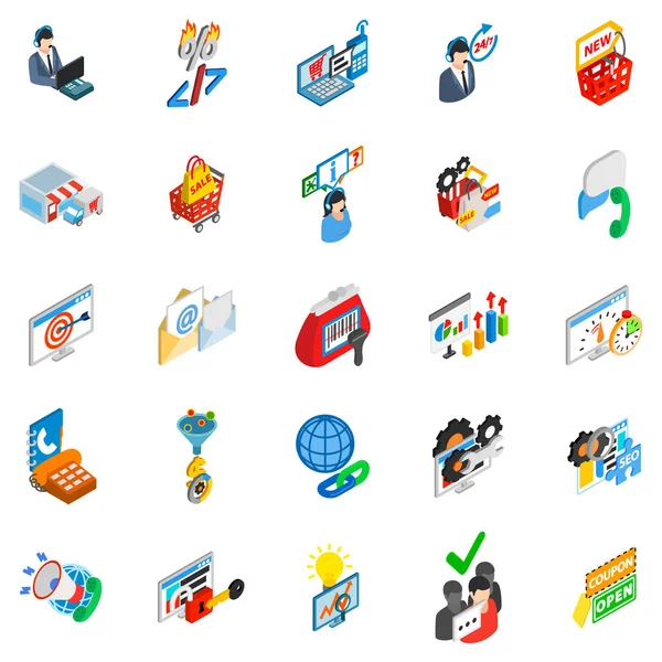 Online trade icons set, isometric style — Stock Vector