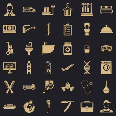 İş Icons set, basit tarzı