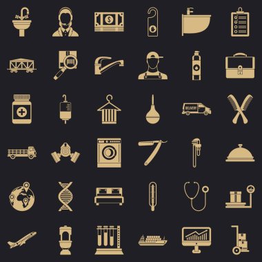 İşgal Icons set, basit tarzı