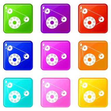 Motor simgeler 9 renk koleksiyonu ayarla