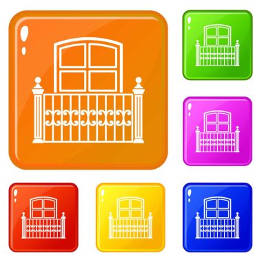 Pencere balkon simgeler vektör renk ayarla