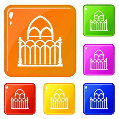 Mimari simgeler vektör renk ayarla