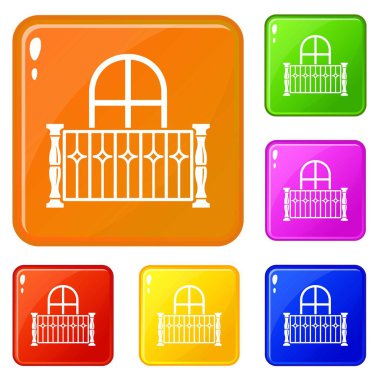 Daire balkon simgeler vektör renk ayarla