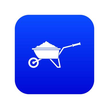 El arabası ile toprak simgesi dijital mavi yüklü