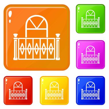 Güzel balkon simgeler vektör renk ayarla