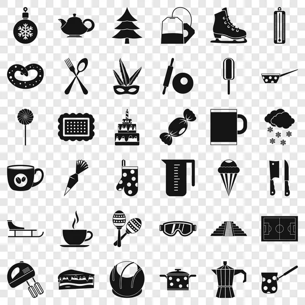 Conjunto de iconos de cocina de café, estilo simple — Vector de stock