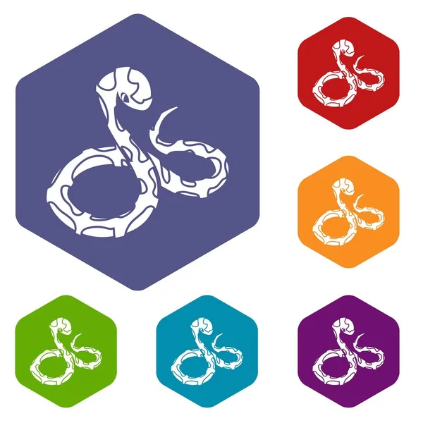Altı yüzlü boa yılanı simgeler vektör