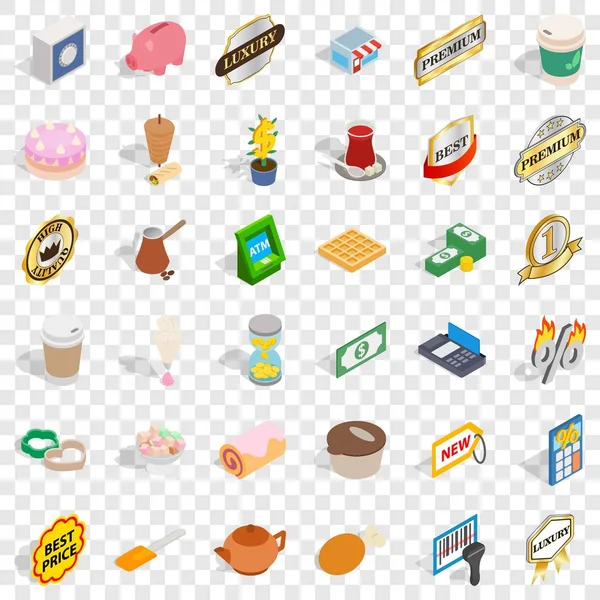 Hot drink icons set, isometric style — Stock Vector