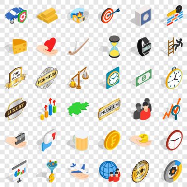 Madeni para daire Icons set, izometrik stili