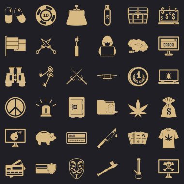 Suç para Icons set, basit tarzı