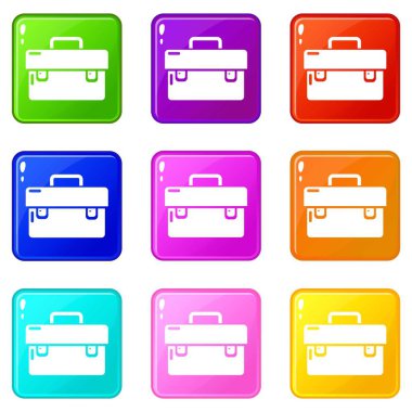 Araç kutusu simgeleri 9 renk koleksiyonu ayarla