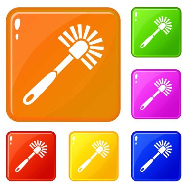 Tuvalet fırçası simgeler vektör renk ayarla