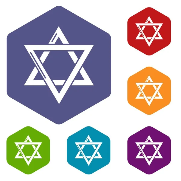 Étoile david judaïsme icônes vecteur hexaèdre — Image vectorielle