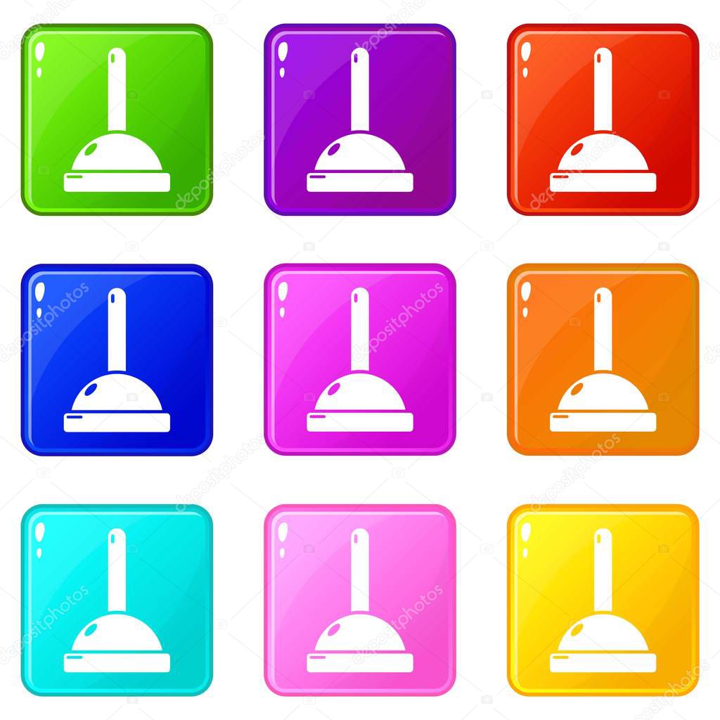 Plunger icons set 9 color collection