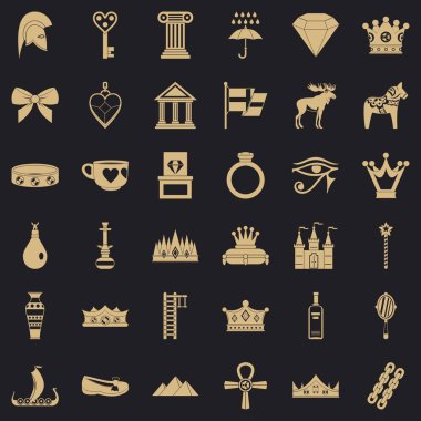 Yetki Icons set, basit tarzı