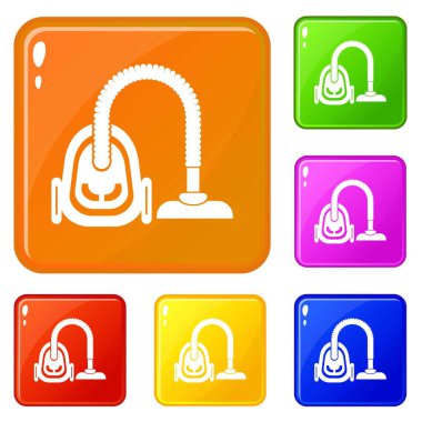 Elektrikli süpürge simgeler vektör renk ayarla