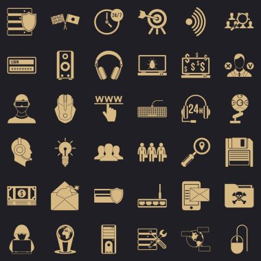 Para suç Icons set, basit tarzı