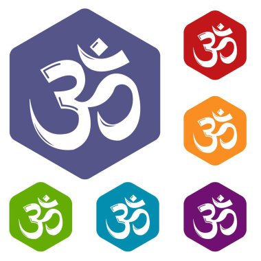 Altı yüzlü OM sembolü Hinduizm simgeler vektör