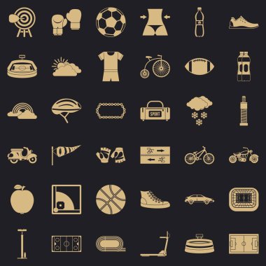 Bisiklete binme Icons set, basit tarzı