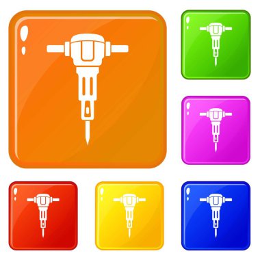 Jackhammer simgeler kümesi vektör renk