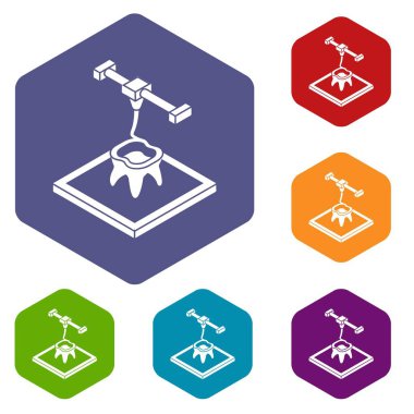 Diş d simgeler vektör altı yüzlü yazdırma